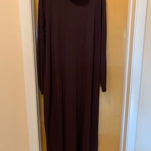 Port wine colored sheath with a mock turtle neck.